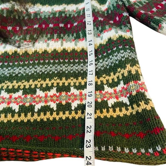 Vintage Fair Isle Womens Pullover Sweater Cozy Knit Holiday Cottagecore Green - Picture 6 of 6